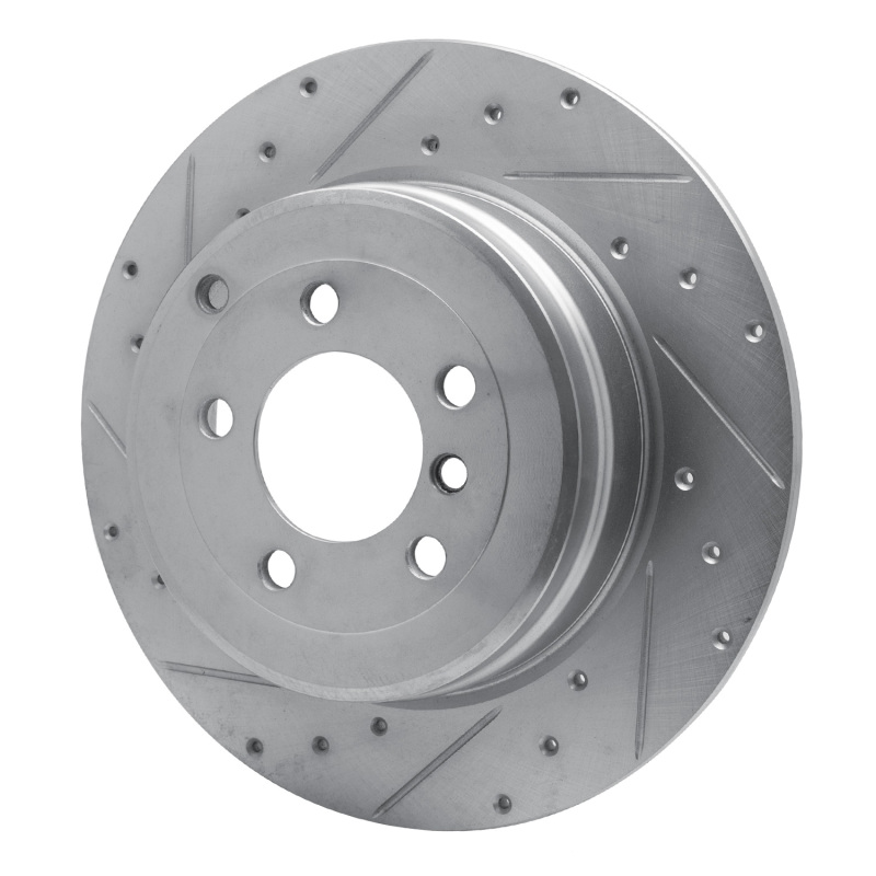 Land Rover Range Rover Brake Rotor (1) - Rear Left - R1 Concepts - Drilled & Slotted - Silver - `03-`05
